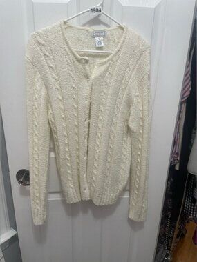 Charter Club Cream Textured Knit Cardigan